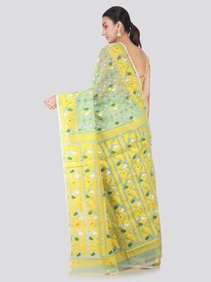 Light Green Hand Woven Pure Cotton Saree Without Blouse 3