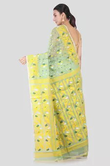 Light Green Hand Woven Pure Cotton Saree Without Blouse