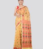 Yellow Hand Woven Pure Cotton Saree Without Blouse