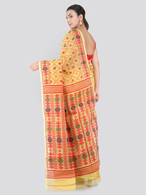 Yellow Hand Woven Pure Cotton Saree Without Blouse 3