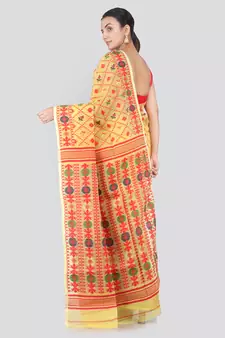 Yellow Hand Woven Pure Cotton Saree Without Blouse
