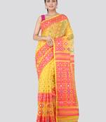 Yellow Hand Woven Pure Cotton Saree Without Blouse