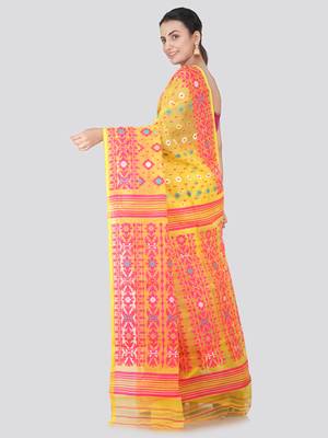 Yellow Hand Woven Pure Cotton Saree Without Blouse 3
