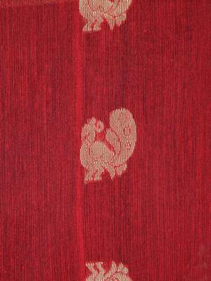Red hand woven cotton silk saree with blouse 4