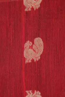 Red hand woven cotton silk saree with blouse