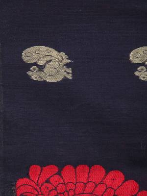 Black hand woven cotton silk saree with blouse 4
