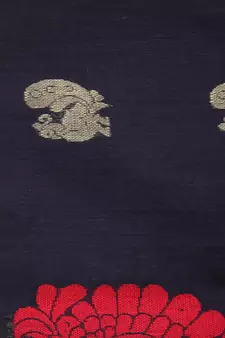 Black hand woven cotton silk saree with blouse