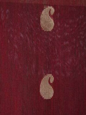 Maroon hand woven cotton silk saree with blouse 4