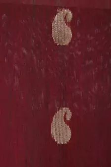 Maroon hand woven cotton silk saree with blouse