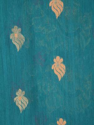 Light blue hand woven cotton silk saree with blouse 4