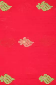 Red hand woven cotton silk saree with blouse