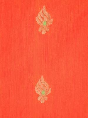 Orange hand woven cotton silk saree with blouse 4