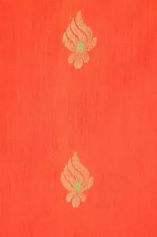 Orange hand woven cotton silk saree with blouse
