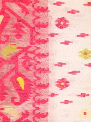 White Hand Woven Pure Cotton Saree Without Blouse 4