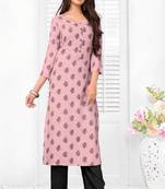 Pink printed rayon ethnic-kurtis