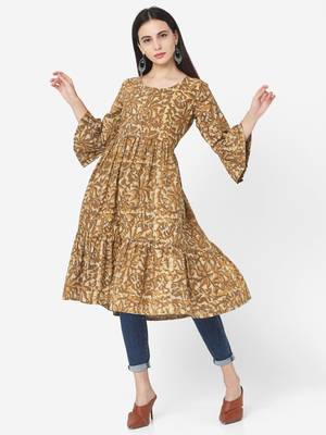 Brown Colour Flared Dress 1