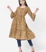 Brown Colour Flared Dress