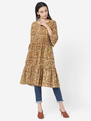 Brown Colour Flared Dress 3