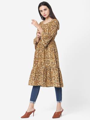 Brown Colour Flared Dress 4