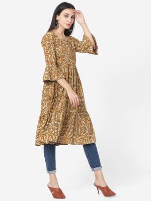 Brown Colour Flared Dress 5