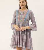 Grey Colour Flared Dress