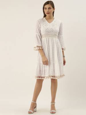 White Colour Flared Dress 1