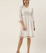 White Colour Flared Dress