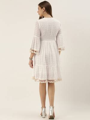 White Colour Flared Dress 2