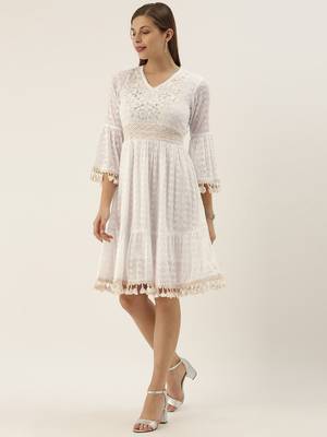 White Colour Flared Dress 3