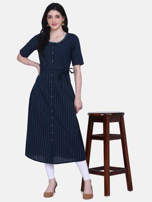Navy Blue Colour A line Kurta 1