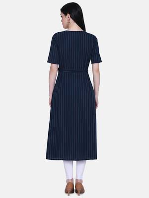 Navy Blue Colour A line Kurta 2