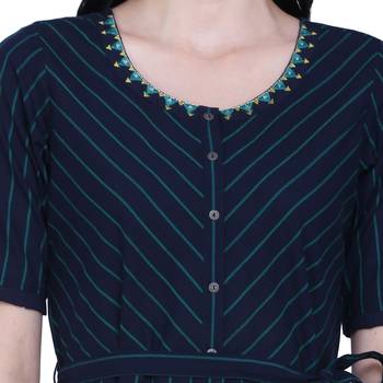 Navy Blue Colour A line Kurta 4