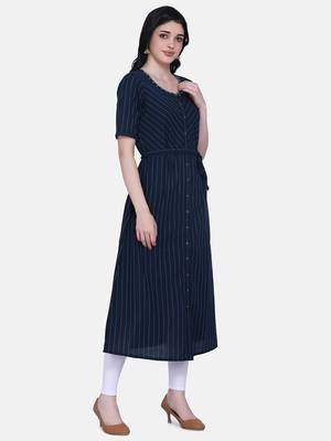 Navy Blue Colour A line Kurta 5