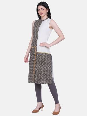 Brown & Cream Colour Straight Kurta 3