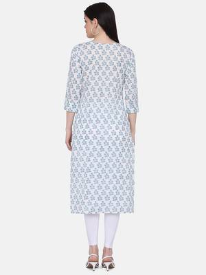 White Colour Straight Kurta 2