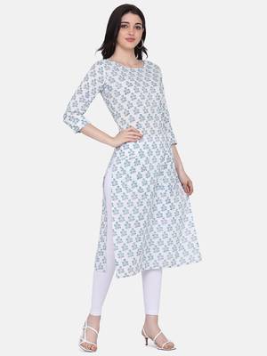 White Colour Straight Kurta 4