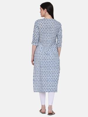 White Colour Straight Kurta 2