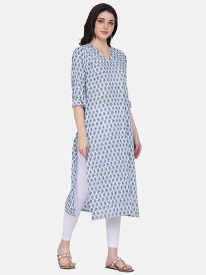 White Colour Straight Kurta 3