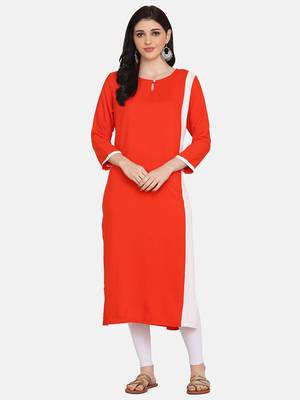 Orange Colour Straight Kurta 1