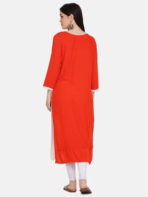 Orange Colour Straight Kurta 2
