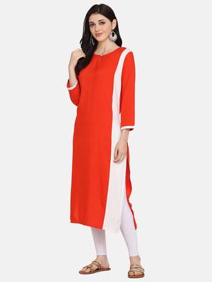 Orange Colour Straight Kurta 4