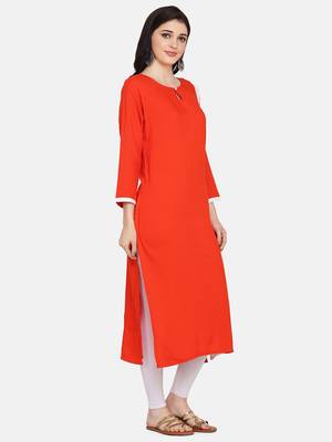 Orange Colour Straight Kurta 5