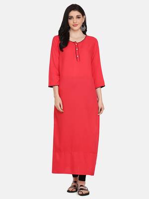 Pink Colour Straight Kurta 1
