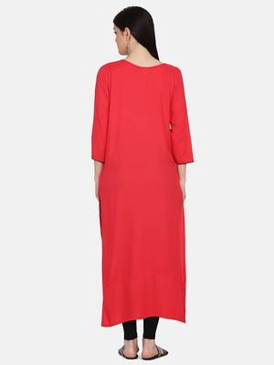 Pink Colour Straight Kurta 2