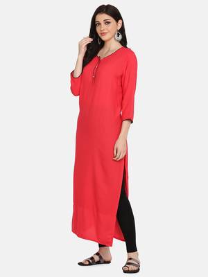 Pink Colour Straight Kurta 5