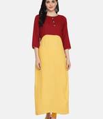 Maroon & Yellow Colour Straight Kurta