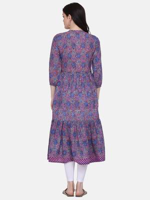 Blue Colour Gathers Kurta 2