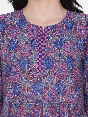 Blue Colour Gathers Kurta 5