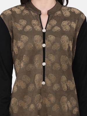 Olive Green & Black Colour Straight Kurta 3