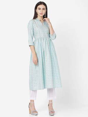 Sea Green Colour Gathers Kurta 1